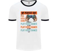 La Maglietta Ringer Da Gioco Per Uomo My Perfect Day Video Games Gaming Gamer
