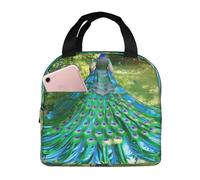 La magnifica borsa termica per il pranzo a forma di pavone, resistente ed elegante con un foglio di alluminio spesso, borsa per il pranzo completamente isolata per donne e uomini.