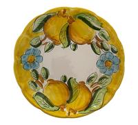 La Maison Unique: Piatto Fondo 23,5cm in Ceramica Vietrese Dipinto a Mano - Decoro "Limoni" Tradizionale - Stile Costiera Amalfitana - Made in Italy 2404251136