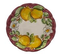 La Maison Unique: Piatto Fondo 23,5cm in Ceramica Vietrese Dipinto a Mano - Decoro "Limoni" Tradizionale - Stile Costiera Amalfitana - Made in Italy 2404251141