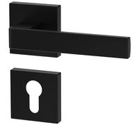 La maniglia ERGO, nera, per porte con serratura con un cilindro di chiusura, maniglia quadrata nera opaca, guarnizione per porte