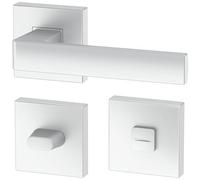 La maniglia ERGO per porte del bagno, argento, per porte con serratura del bagno (WC), maniglia quadrata argento opaca, guarnizione per porte, maniglia