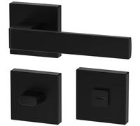 La maniglia ERGO per porte del bagno, nera, per porte con serratura del bagno (WC), maniglia quadrata nera opaca, guarnizione per porte