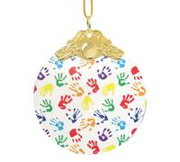 La mano variopinta modella la sfera decorativa del pendente di vetro dell'arcobaleno, ornamento rotondo a 3 pollici per l'esposizione di Natale della vendita al dettaglio