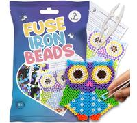 La Manuli Perline da stirare con stencil e motivo colorato + pinzette + carta da stiro (Gufo)