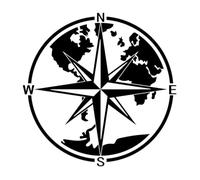 La mappa del mondo è la grande bussola Decalcomania decorativa Decalcomania Accessorio for la messa a punto dell'auto(Black,25X25CM)