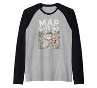 La Mappa Dice Che Non Si Cammina Scherzo Raccoon Escursionista Divertente all'aperto Maglia con Maniche Raglan