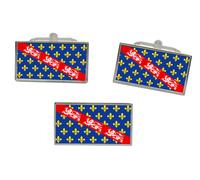 La Marche (Francia) Bandiera Gemelli E Fermacravatta Set