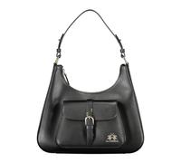 La Martina, ,Bags ,Donna ,Nero ,ONE SIZE Borsa a spalla in pelle nera con dettagli a contrasto