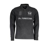 La Martina Black Cotton Men Polo Shirt - M