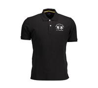 La Martina Black Cotton Men Polo Shirt - S