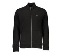 La Martina Black Cotton Men Sweater with Central Pockets and Zip - M