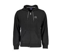 La Martina Black Cotton Men Sweater with Hood - XXL