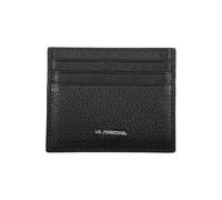 La Martina Black Leather Men Wallet Holder