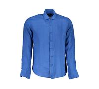 La Martina Blue Linen Men Shirt - S
