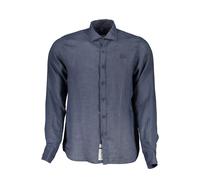 La Martina Blue Linen Men Shirt - XL