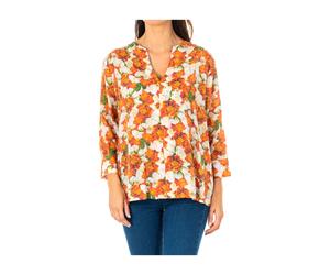 La Martina - Blusa Floreale a Maniche 3/4 Multicolor - - Blouses & Shirts - Donna - Multicolore - S