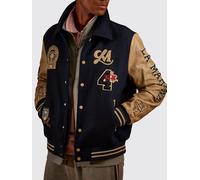 LA MARTINA Bomber varsity in misto lana bicolor con chiusura a bottoni e patch L Blue Navy