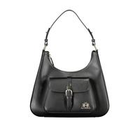 La Martina, ,Bags ,Donna ,Nero ,ONE SIZE Borsa a spalla in pelle nera con dettagli a contrasto