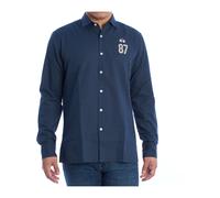 La Martina - Camicia a maniche lunghe con dettagli ricamati - - Shirts - Uomo - Blu - 3XL