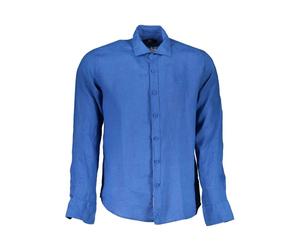 La Martina - Camicia Blu in Lino a Maniche Lunghe - - Shirts - Uomo - Blu - 2XL