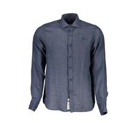 La Martina, ,Shirts ,Uomo ,Blu ,XL Camicia Uomo in Lino Blu con Colletto Francese