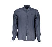 La Martina - Camicia uomo in lino blu con colletto francese - - Shirts - Uomo - Blu - S
