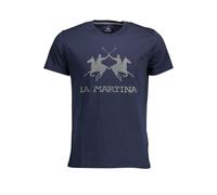 La Martina Chic Crew Neck Cotton Tee in Blue - XL