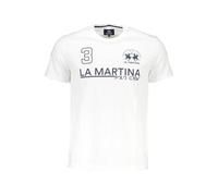La Martina Elegante maglietta bianca in cotone con stampa iconica da uomo, bianco, XL