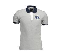 La Martina Gray Cotton Men Polo Shirt - XXL