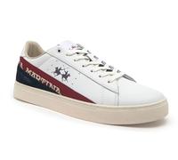 La Martina, LFM222 Scarpe Sneaker Pelle, Moda Fashion Uomo (White Red Blu, Sistema Taglie Calzature EU, Adulto, Numero, Media, 42)