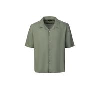 La Martina MCC025 Camicia da Uomo Lino Beige Maniche Corte V-Neck
