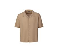La Martina MCC025 Camicia da Uomo Lino Beige Maniche Corte V-Neck