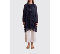 LA MARTINA Mini abito in chiffon a maniche lunghe con rouches 1 Blue Navy