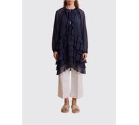 LA MARTINA Mini abito in chiffon a maniche lunghe con rouches 4 Blue Navy