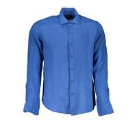 La Martina, ,Shirts ,Uomo ,Blu ,S Camicia Blu in Lino a Maniche Lunghe