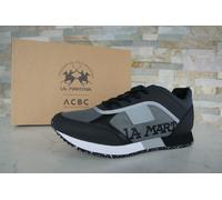 LA MARTINA Sneaker Eco Low Top Nero Grigio 46 Lacci Tessuto Gummi NUOVO