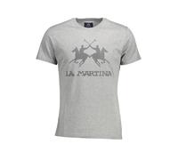 La Martina - Magliette Grigia in Cotone- Manica Corta- Vestibilità Regolare- Girocollo- Stampa- Logo - - Tops - Uomo - Grigio - L