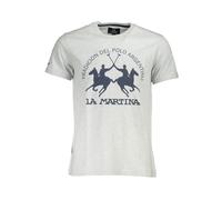La Martina - T-shirt Uomo in Cotone Marrone con Stampa - - Tops - Uomo - Grigio - L