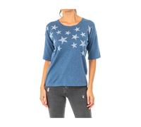 La Martina, ,Tops ,Donna ,Blu ,M Maglia a Maniche 3/4 con Design a Stella