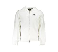 La Martina White Cotton Men Sweater with Hood and Zip Pockets - L