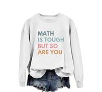 La matematica è pesante, ma anche tu, felpa da donna con divertente lettera grafica scollo rotondo e maniche lunghe adolescenti ragazze abbigliamento invernale, bianco, L