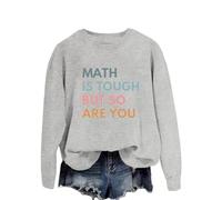 La matematica è pesante, ma anche tu, felpa da donna con divertente lettera grafica scollo rotondo e maniche lunghe adolescenti ragazze abbigliamento invernale, grigio chiaro., M