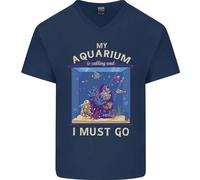 La Mia Acquario Chiama Maglietta In Cotone A V Per Uomini Con Pesci Tropicali