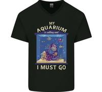 La Mia Acquario Chiama Maglietta In Cotone A V Per Uomini Con Pesci Tropicali