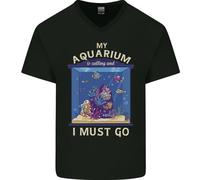 La Mia Acquario Chiama Maglietta In Cotone A V Per Uomini Con Pesci Tropicali