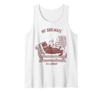 La mia Anima gemella è Una Biblioteca Che Legge Un Gatto Amante dei Libri Canotta