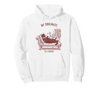 La mia Anima gemella è Una Biblioteca Che Legge Un Gatto Amante dei Libri Felpa con Cappuccio