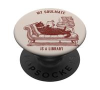 La mia anima gemella è una biblioteca che legge un gatto amante dei libri PopSockets PopGrip Adesivo