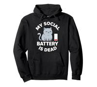 La mia Batteria Sociale è Un Gatto Morto introversi Divertenti Felpa con Cappuccio